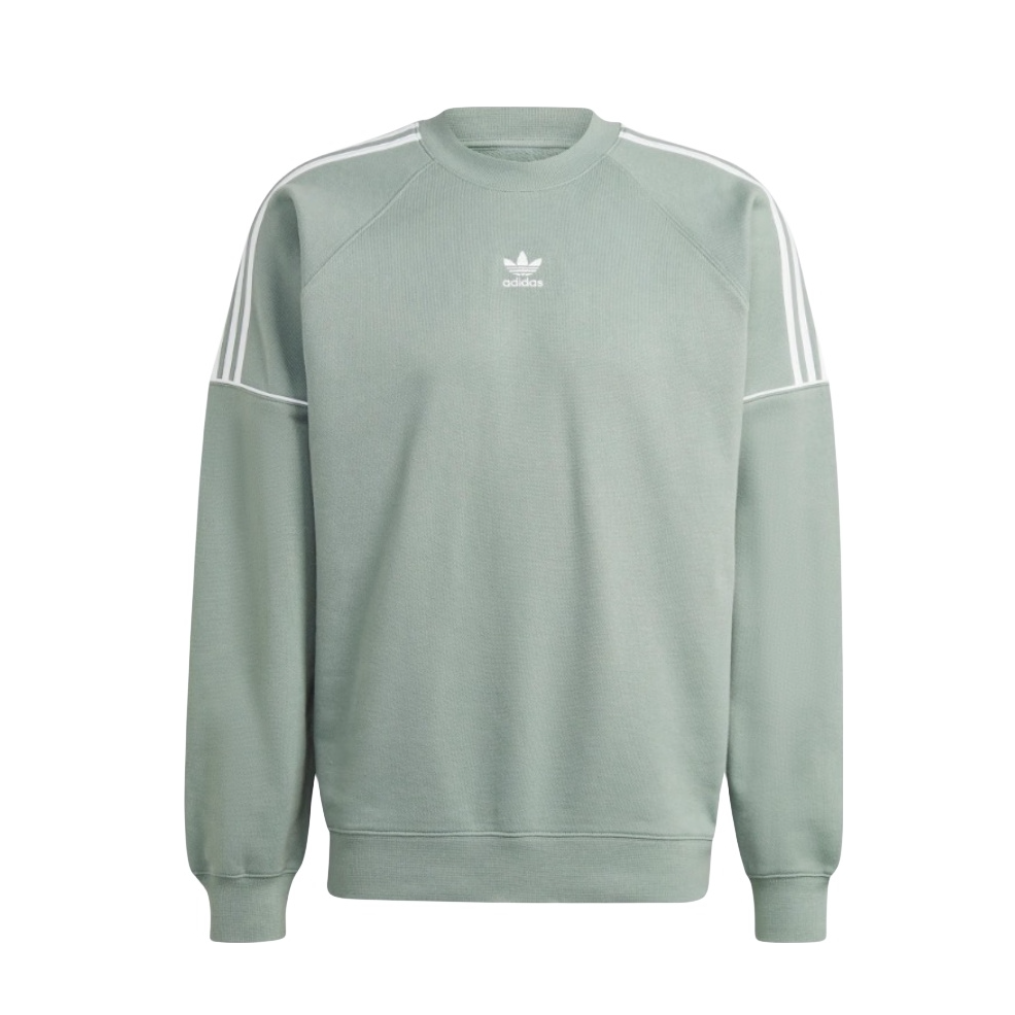 阿迪达斯三叶草男女同款卫衣秋冬三条杠加绒休闲圆领套头衫IB8696 - 图3