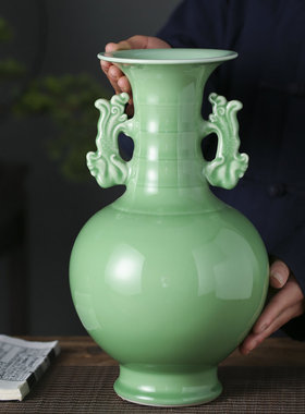 景德镇仿古双耳插花居家装饰品
