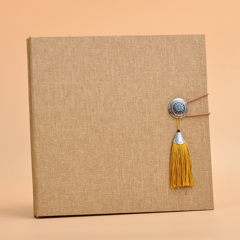 流苏复古中国风 棉麻布艺粘贴式相册覆膜内页影集照片礼品纪念册,淘宝优惠券,粉丝福利购,淘宝优惠卷