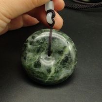 Nanyang Jade Unique Mountain Jade Jade Unique Jade Water Color Ink green material Large Number of Ping An Pendant Road Pass Pendant car hang 51MM waist hanging jade