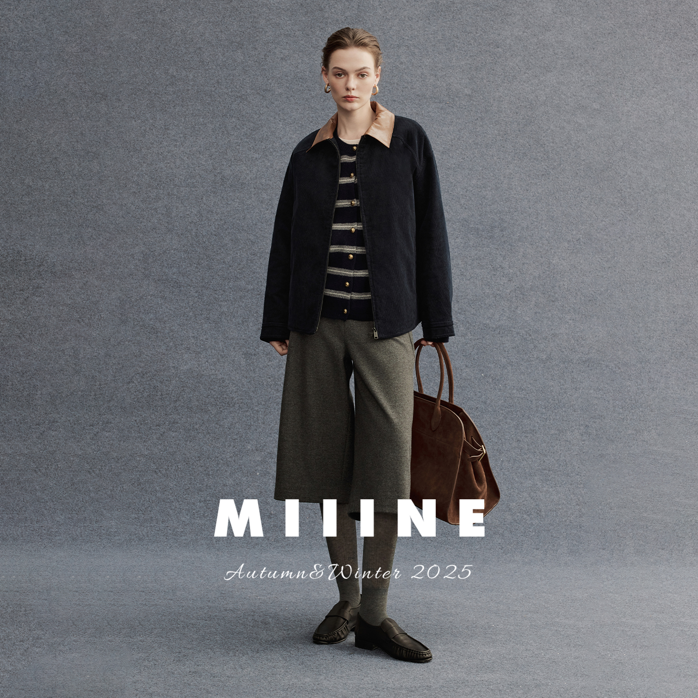 Miiine条纹全羊毛开衫 miu系宽松慵懒风软糯简约套头针织毛衣 - 图2