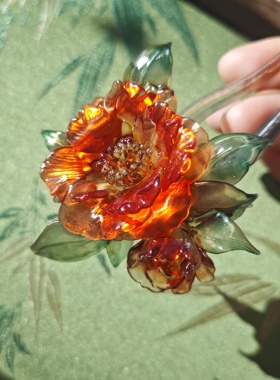 3d打印树脂山茶花发簪汉服配饰古风发饰发饰包邮可定制改bjd尺寸
