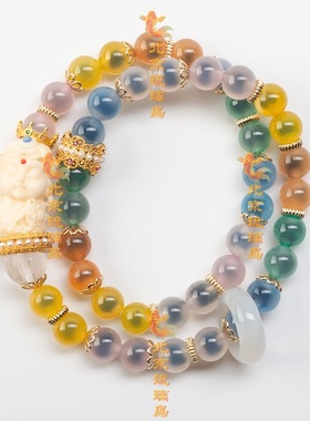 北京半糖玛瑙手串双圈三圈定制