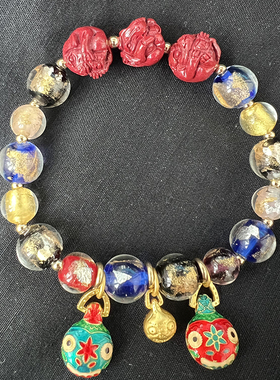 香灰琉璃手串天然朱砂三合生肖