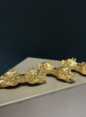 18k金双头龙桶珠au750黄金龙珠配件可diy黄金配件转运龙