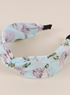 交叉宽边时尚雪纺印花布艺头饰发卡发箍hair hoop hair band