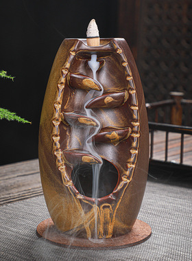 釉陶山水中式家用仿古创意摆件