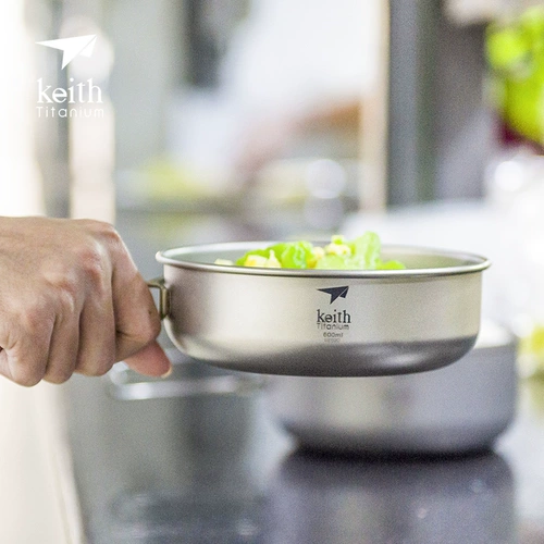 Keith Kaisi Pure Titanium Plating Handling Titanium Bowl Outdoor Super Light Titanium Fried Плита рисовая чаша для здоровья посуды Ti5326
