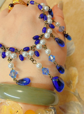 【BW设计款】原创设计师款老捷克多彩琉璃和珍珠项链，独特无两