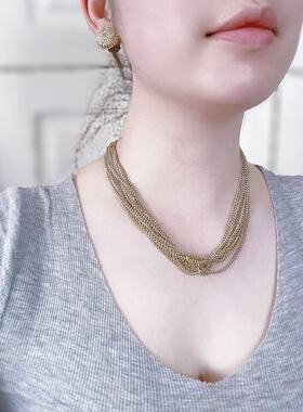 【BW中古】中古日产标Vintage多层流苏项链耳夹套装