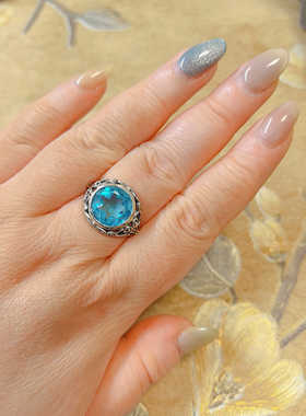 【BW古董】亚历山大变石古董戒，活口