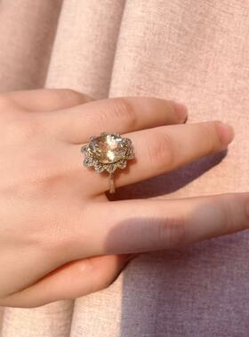 【BW宝石】银镶金摩根石活口戒，非常难得的金色摩根石，带国际证