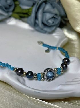 【BW宝石】海蓝宝宝石搭配天然珍珠和尖晶石手链