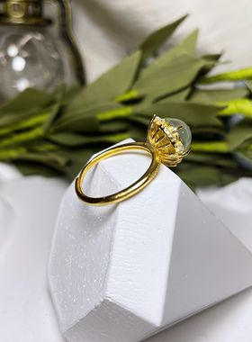 【BW宝石】A货翡翠蛋面戒指，活口戒，带证书