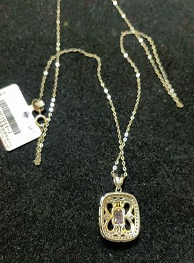 【BW宝石】纯净紫色尖晶石豪镶吊坠，配银链，带证书