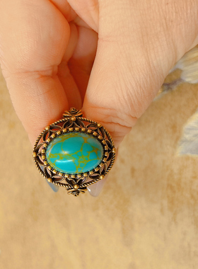 【BW中古】绿松石大点位戒指，品相完好，活口设计