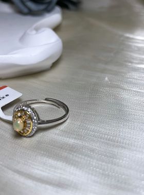 【BW宝石】特价款欧珀银镶戒指，火彩很好，带证书，特价59