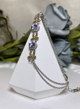 【BW宝石】坦桑石手链，925银镶带证书