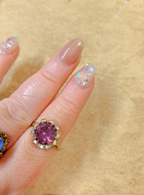 【BW中古】紫色水晶活口戒指