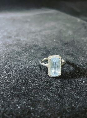 【BW宝石】圣玛丽亚海蓝宝戒指银镶开口戒，带证书