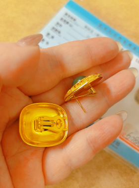 【BW宝石】和田碧玉耳钉古法工艺两戴式（耳夹耳钉款）设计带证书