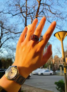 【BW中古】已经绝矿的多颗波西米亚红石榴石活口戒指，带国际证。