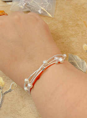 【BW珍珠】7mm澳白色珍珠手链项链两戴款，3圈是手链1圈是项链