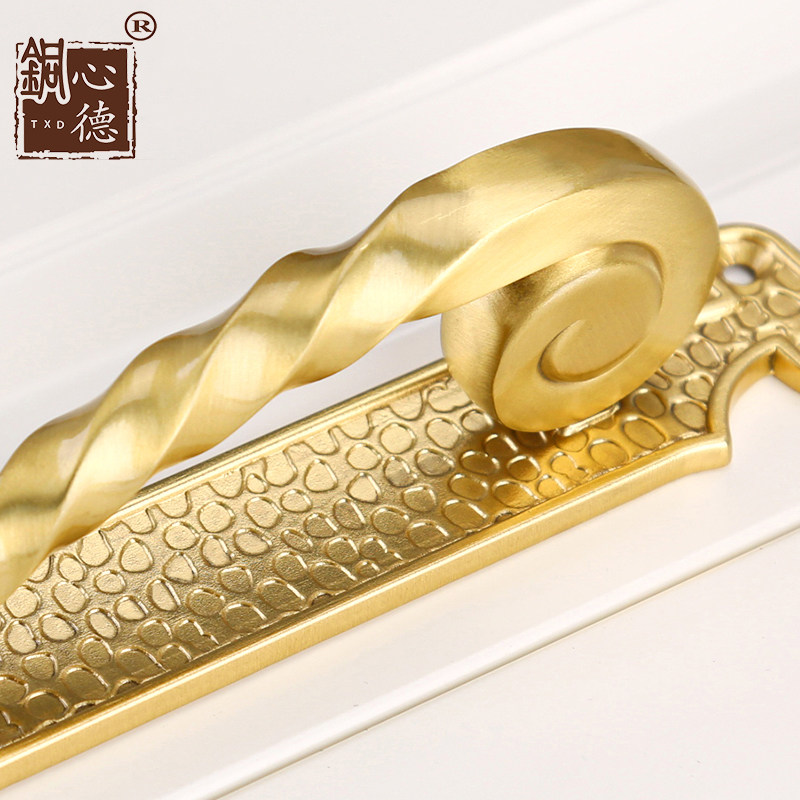 欧式洋花门把手实心全黄铜仿古美式柜门豪华酒店KTV推拉大门拉手,淘宝优惠券,粉丝福利购,淘宝优惠卷