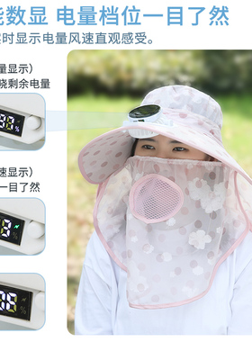成人夏季圆形太阳能充电风扇帽子