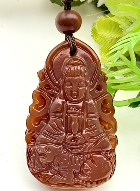 虎跃生辉天然老料红玉髓玛瑙生肖狗守护神挂件一物一图A50-118