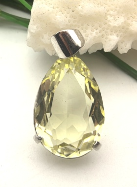 天然老料黄水晶原石打磨吊坠925银镶嵌千禧面挂件一物一图A50-22