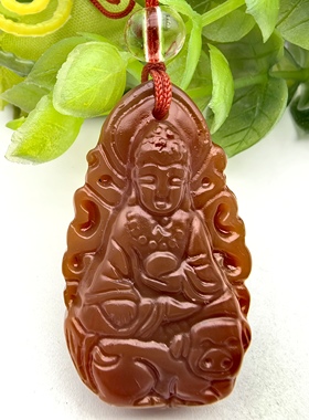 诸(猪)事顺利天然红玉髓玛瑙生肖猪守护神吊坠挂件一物一图A46-00