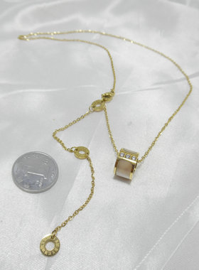 钛钢镀18k金色路路通医用钢项链