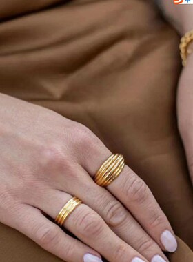 钛钢金色欧美风ins夸张戒指