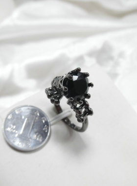 女铜镀真金花朵几何锆石戒指指环