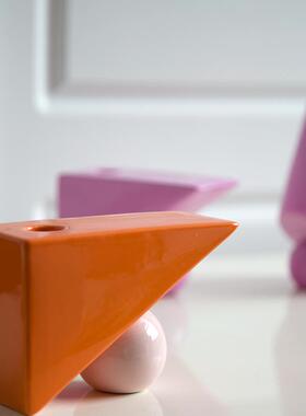 抽象几何圆锥三角圆球陶瓷摆件