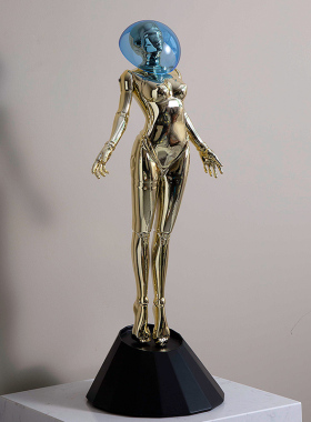 后现代赛博朋克幻想机械女摆件