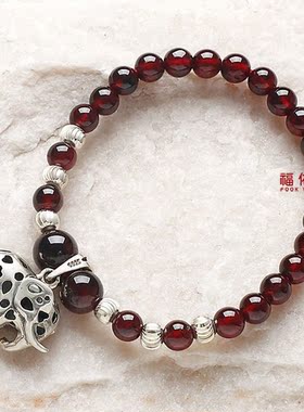 天然石榴石纯银隔珠银925银镶钻