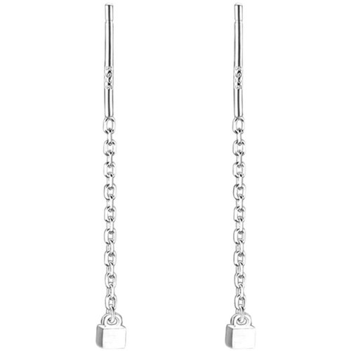 通体S999足银纯银方块耳线女款设计感高级轻奢小众简约韩版养耳洞 - 图3