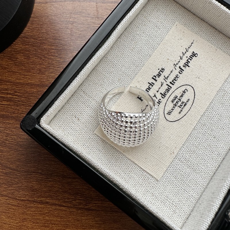 All-over S925 sterling silver mesh ball ring