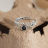 S925 sterling silver black agate double layer wheat ear ring