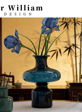 MRWilliam现代简约蓝色玻璃花瓶
