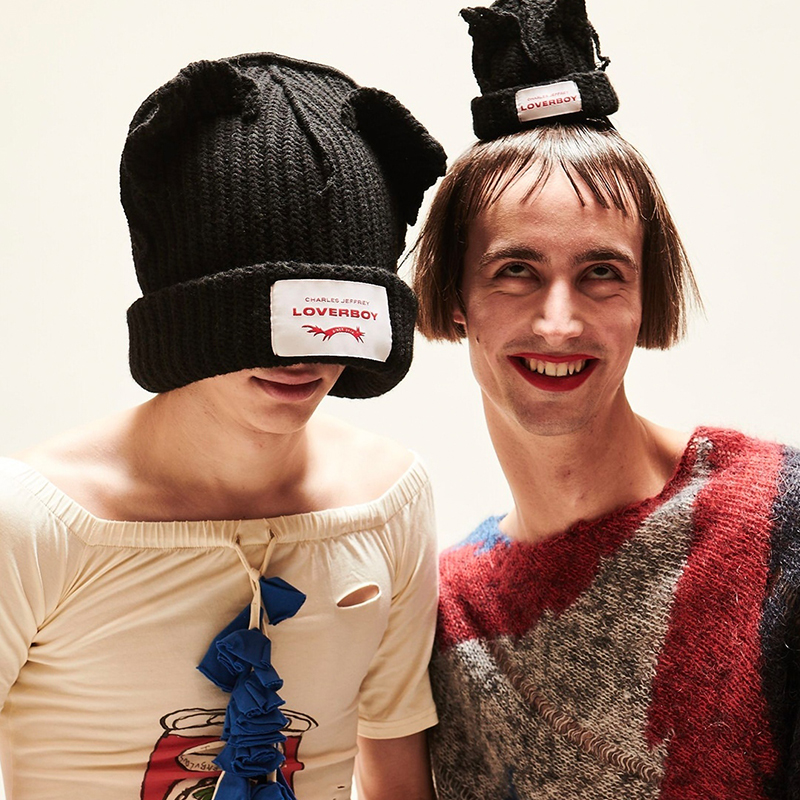 现货 Charles Jeffrey Loverboy CEB 明星同款猪猪猫耳针织毛线帽 - 图1