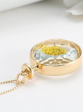 标本项链黄色永生花森系吊坠