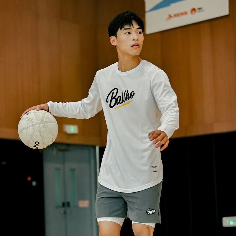 BALLHO春季美式运动长袖T恤男速干上衣训练热身投篮球服健身衣-图0