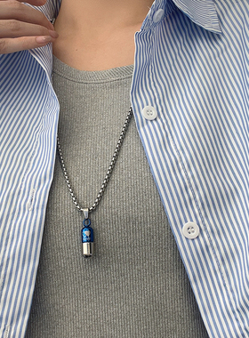 AnnaYoung钛钢情侣药丸项链