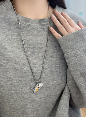 钛钢男女皆可小恐龙项链不掉色