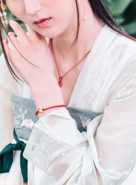 与君初相识恰是故人来纪云禾同款红色人鱼泪珍珠项链红绳锁骨链女