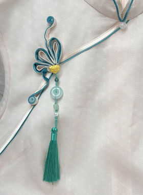 汉服旗袍马面裙新中式压襟天然翡翠平安扣手工编织挂坠治愈系挂饰