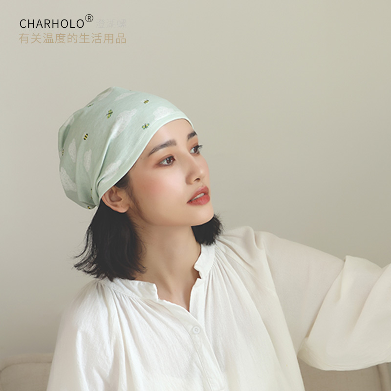 charholo月子帽纯棉夏天帽子女单层薄款透气睡帽坐月子产妇头巾帽